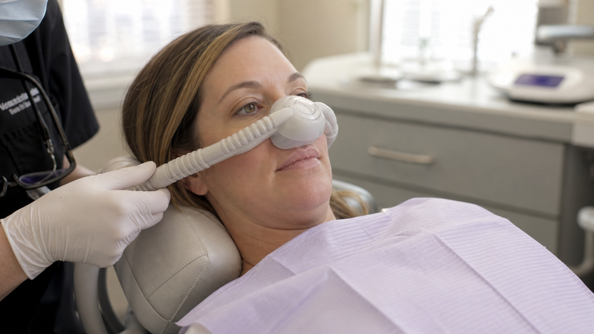 Dental Sedation at Aroma Dental in Humble, TX: a calm, sedated patient being monitored by the dental team during treatment