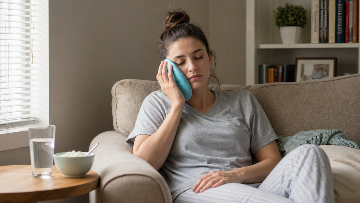 Wisdom Tooth Extraction treatment detail at Aroma Dental in Humble, TX: a dentist reviewing a panoramic x ray of impacted wisdom teeth with a patient
