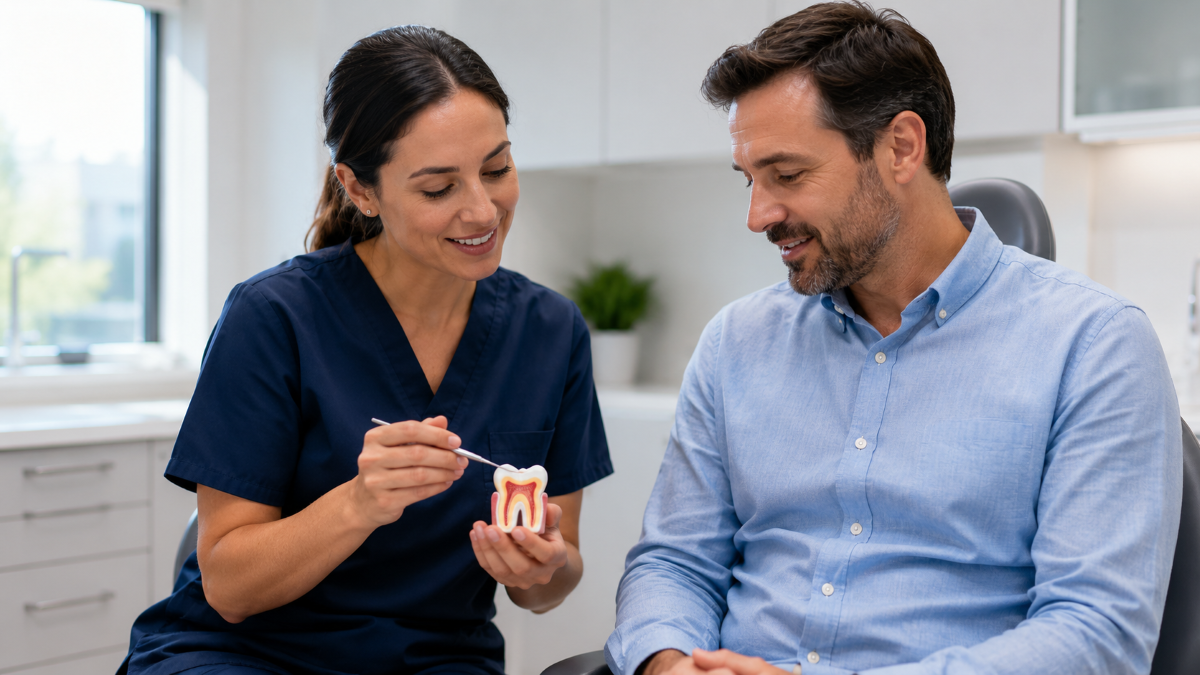Emergency Dentist in Welland, ON | Same-Day Care Emergency dentist treating a patient with sudden tooth pain at a dental clinic in Welland, ON