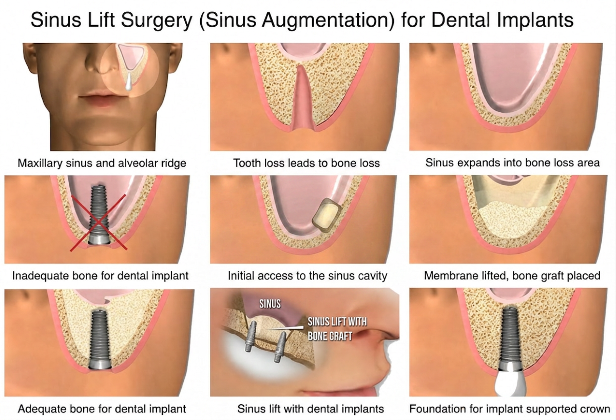 Sinus lift bone graft adding height to the upper jaw for implants in Nobleton, ON