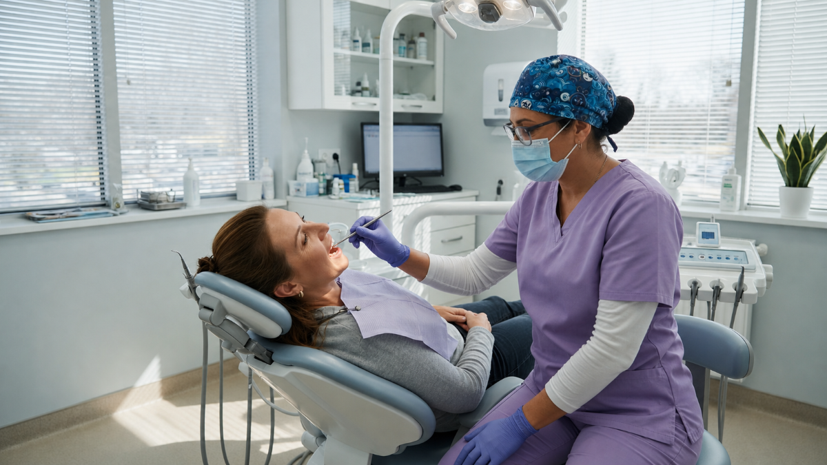 Teeth Cleaning Nobleton - Professional Hygienist Cleaning Dental hygienist performing a professional teeth cleaning in Nobleton, ON