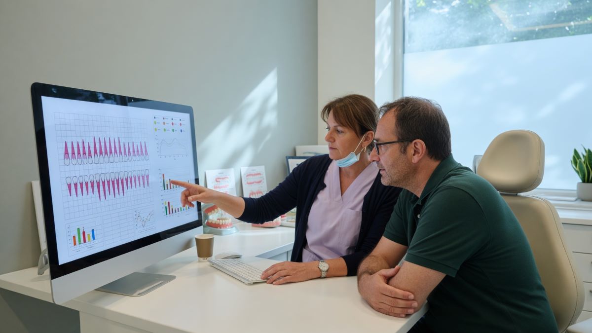Dental Hygiene Nobleton - Gum Charting and Progress Tracking Hygienist recording gum charting measurements to track dental hygiene progress in Nobleton, ON