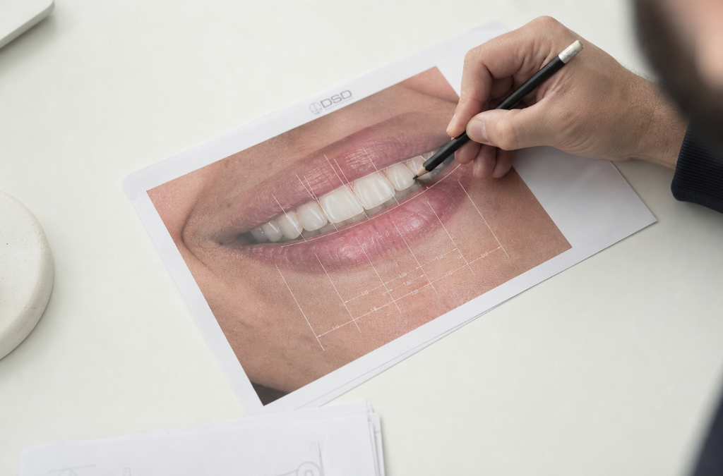 Gummy Smile Treatment at Aroma Dental in Humble, TX: a cosmetic dentist reshaping an uneven gum line with a soft tissue laser